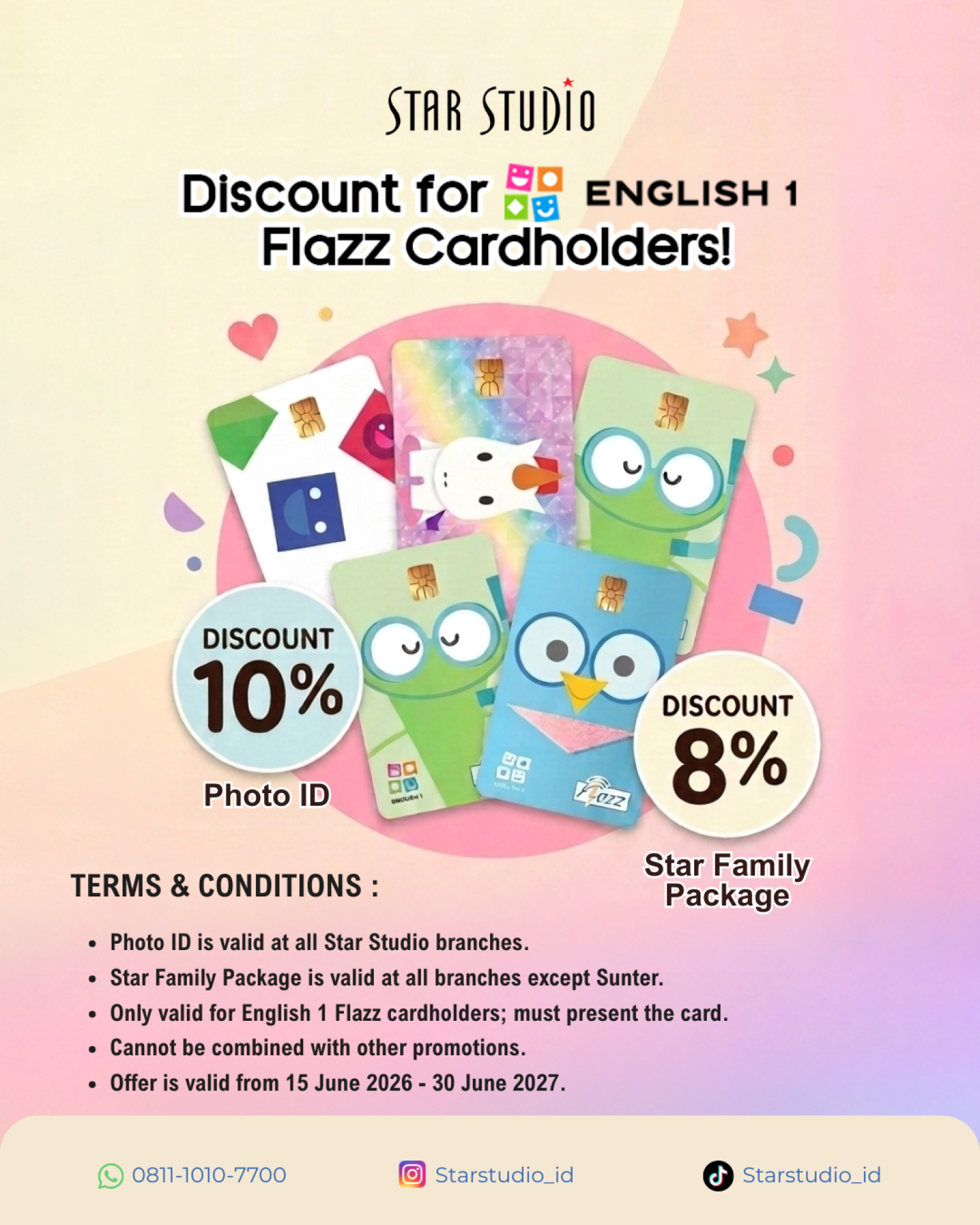 DISCOUNT FOR ENGLISH 1 FLAZZ CARDHOLDERS!